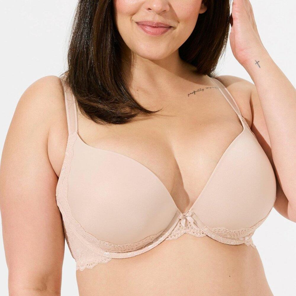 TORRID Women's XO Plunge Push Up Bra Rose Dust Size 38DD